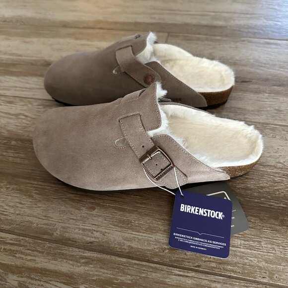 BIRKENSTOCK Boston Shearling Taupe Clogs size 7 7.5 8 8.5 9 9.5 38 39 40 Women’s - Picture 1 of 7